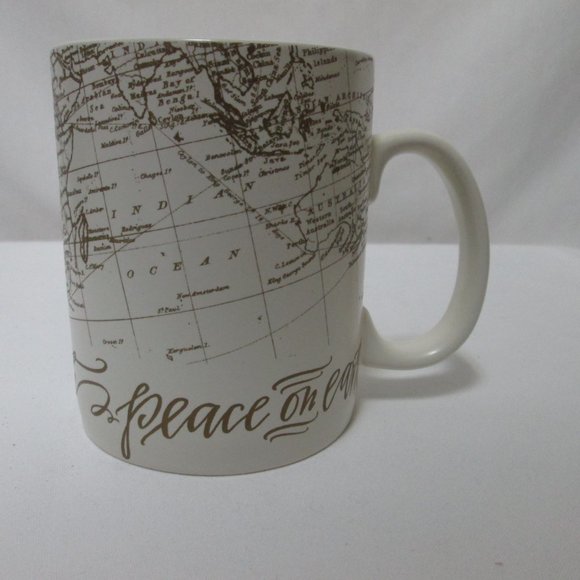 Primitives by Kathy Peace on Earth Mug Cup stoneware Map micro dish safe large - Picture 1 of 8